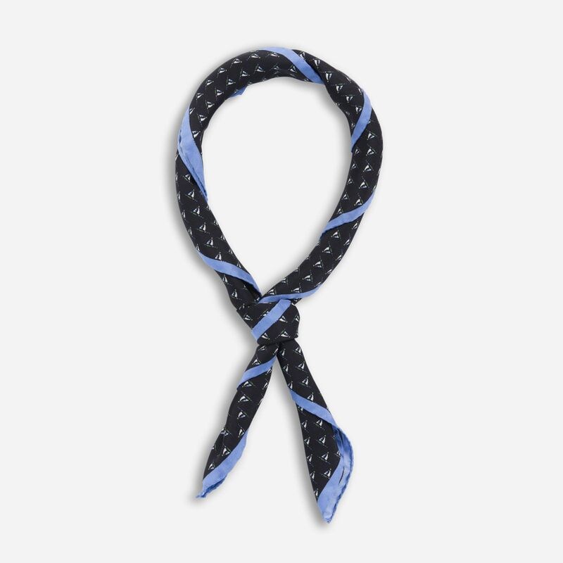 NECK SCARF SILK - DARK BLUE-BLUE SAILBOAT, Ferner Jacobsen