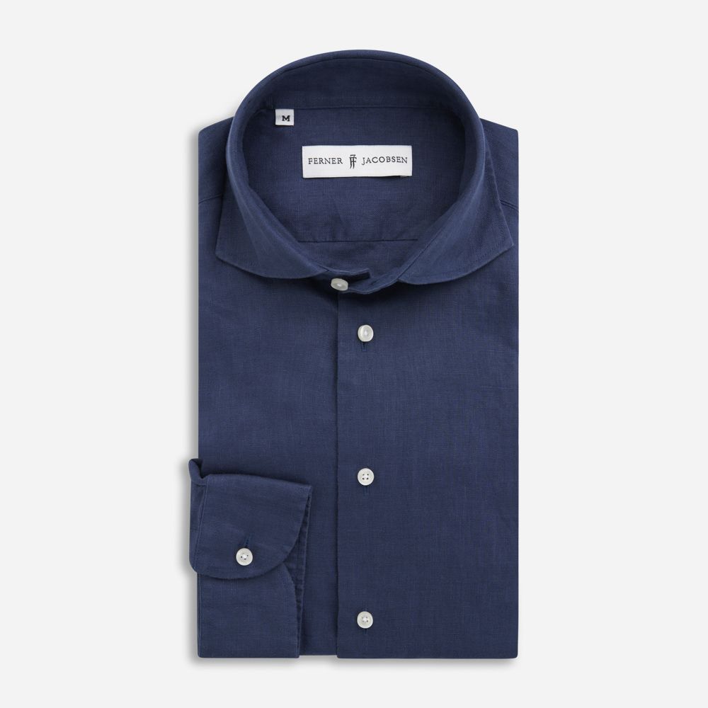 SLIM LINEN SHIRT - NAVY