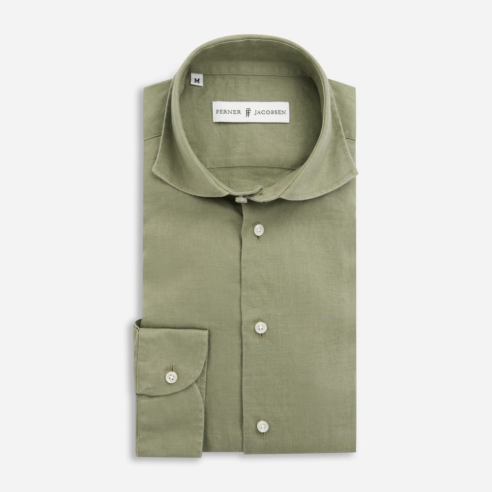 SLIM LINEN SHIRT - LIGHT OLIVE