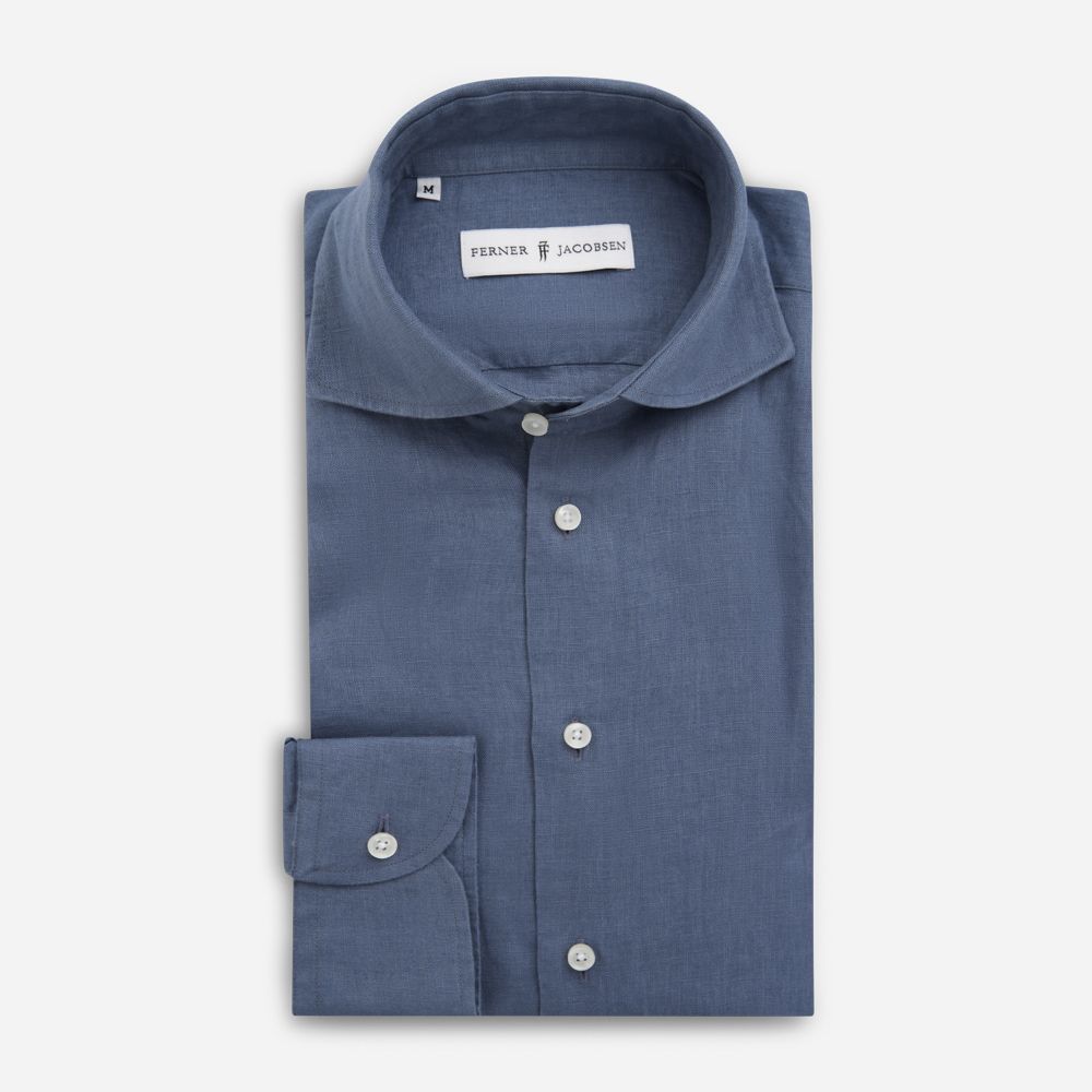 SLIM LINEN SHIRT - MEDIUM BLUE