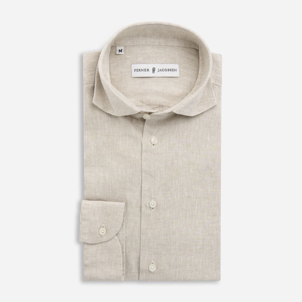 SLIM LINEN SHIRT - BEIGE