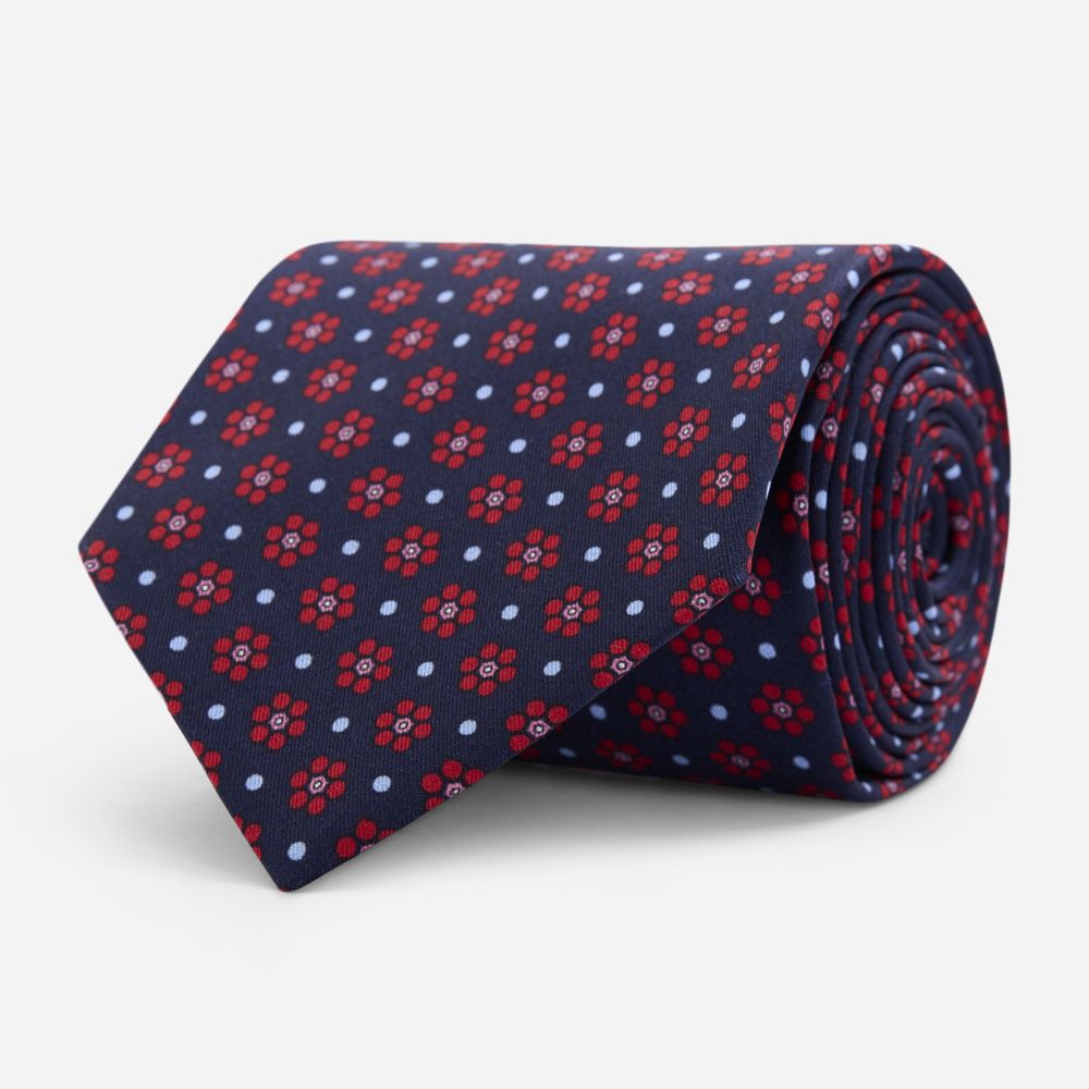 SILK TIE - BLUE-RED FLOWER, Ferner Jacobsen
