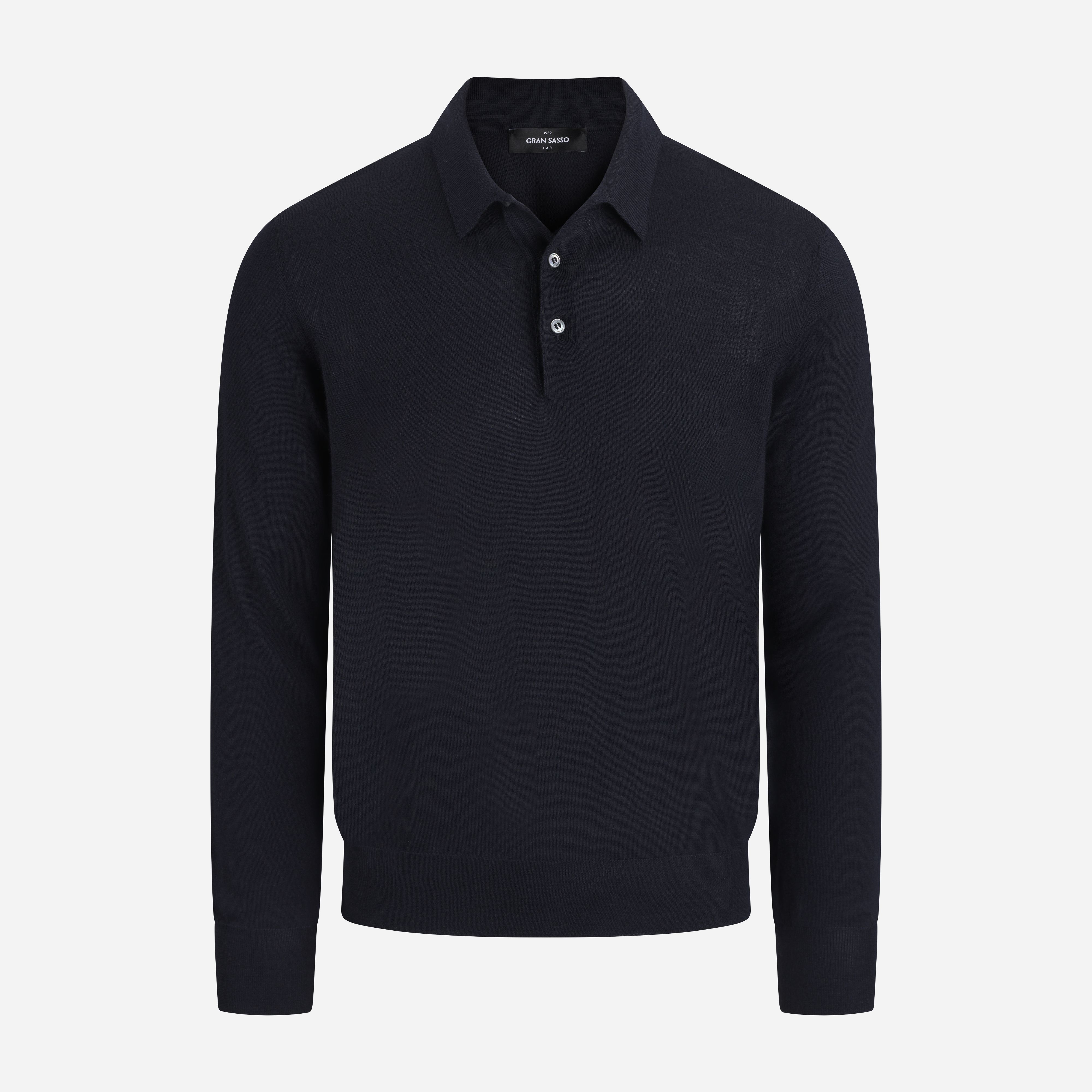 omar② Tennis Collar Cashmere-wool - Dark Navy | Gran Sasso